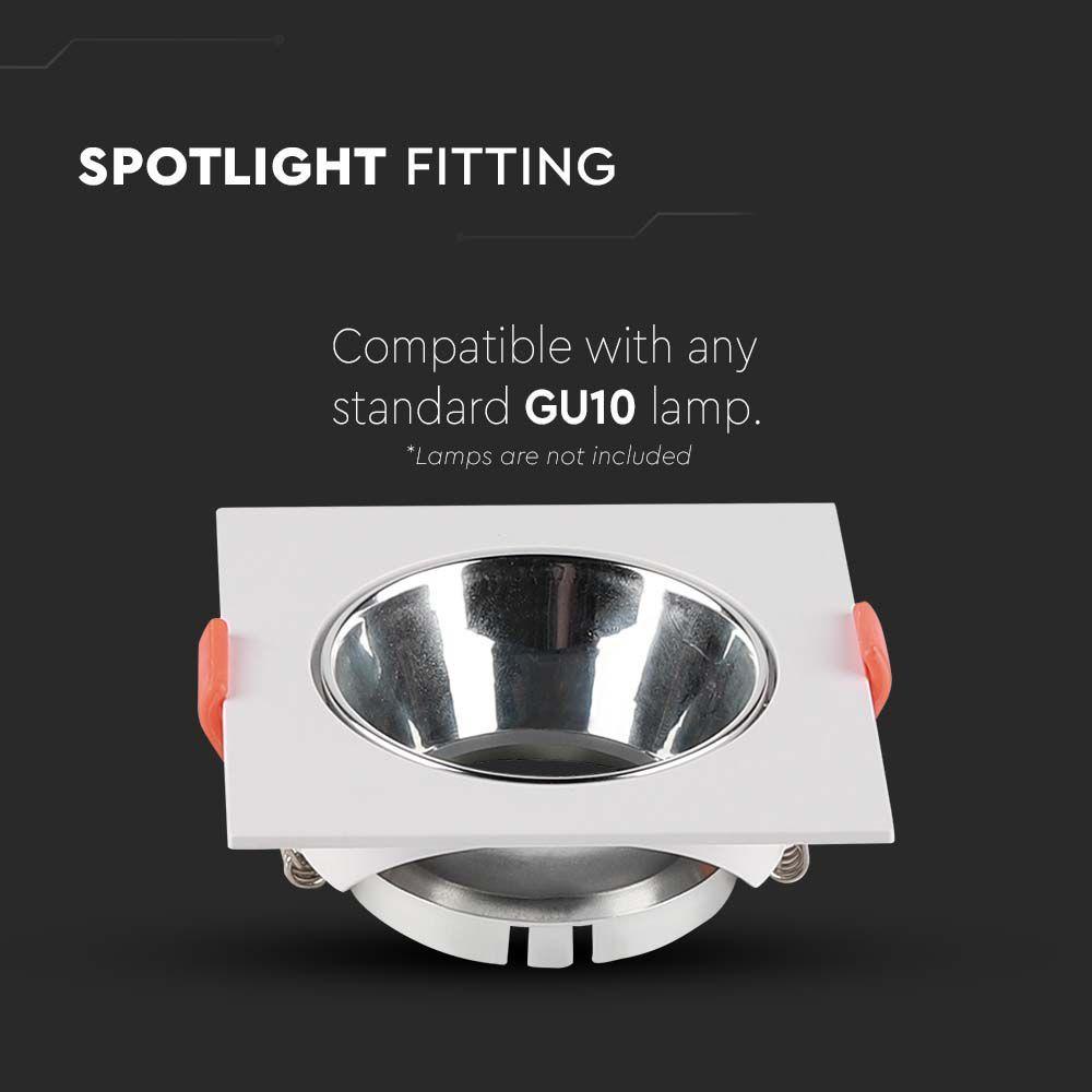 VT-932 GU10 FITTING SQUARE WHITE FRAME+CHROME REFLECTOR