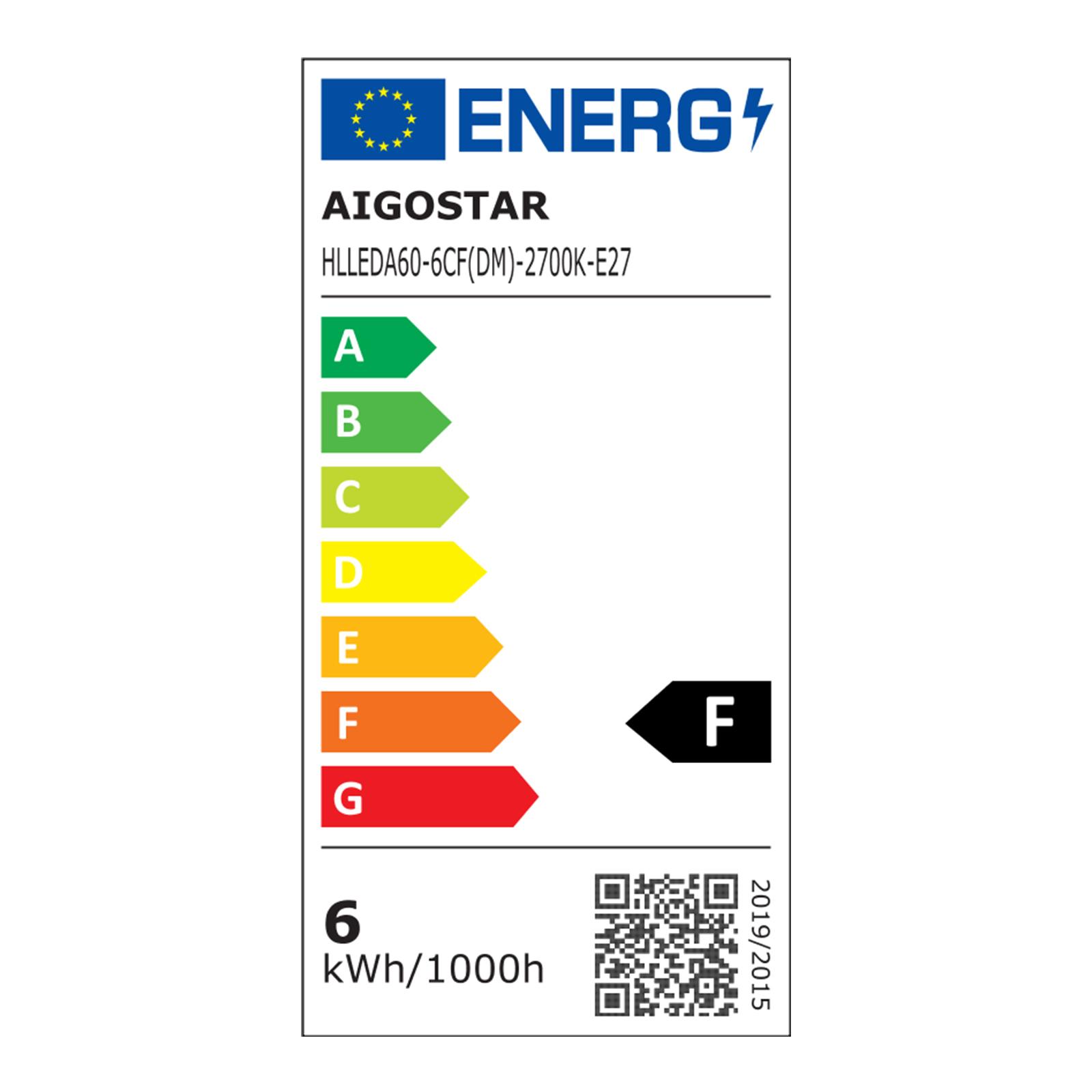 LED dimming filament A60  E27 6W 2700K