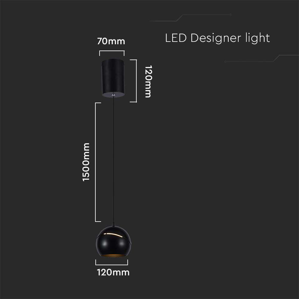 Lampa Wisząca LED,  Barwa: 3000K, Obudowa: Czarna      , VTAC, SKU 7998