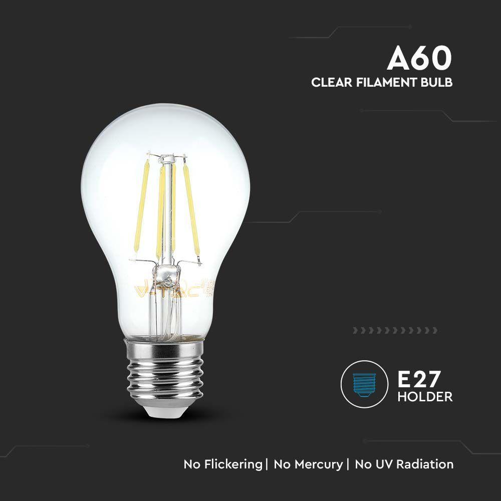 VT-2133 12W A60 LED FILAMENT BULB CLEAR COVER 4000K E27