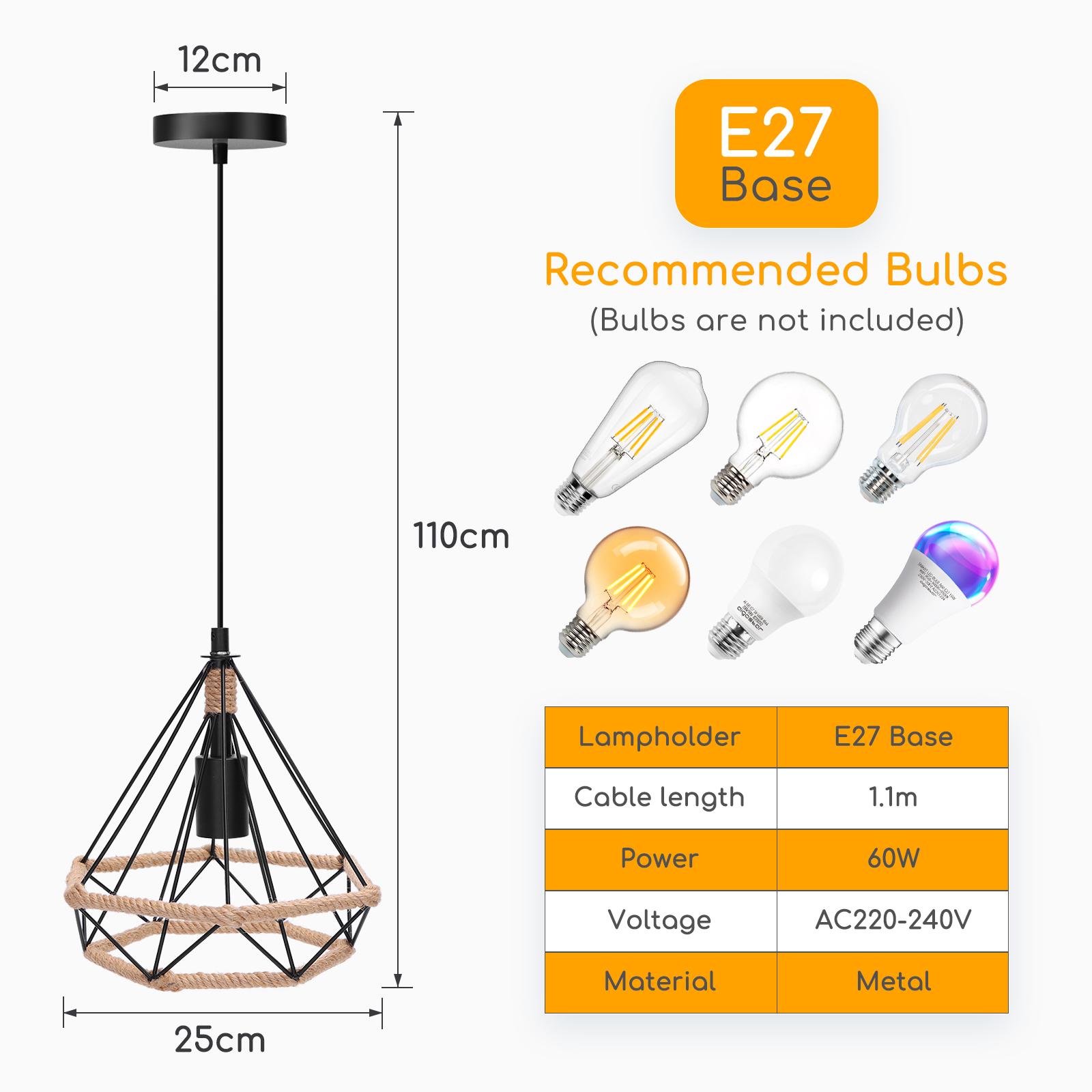 Retro pendant lamp with iron frame ( Steel )