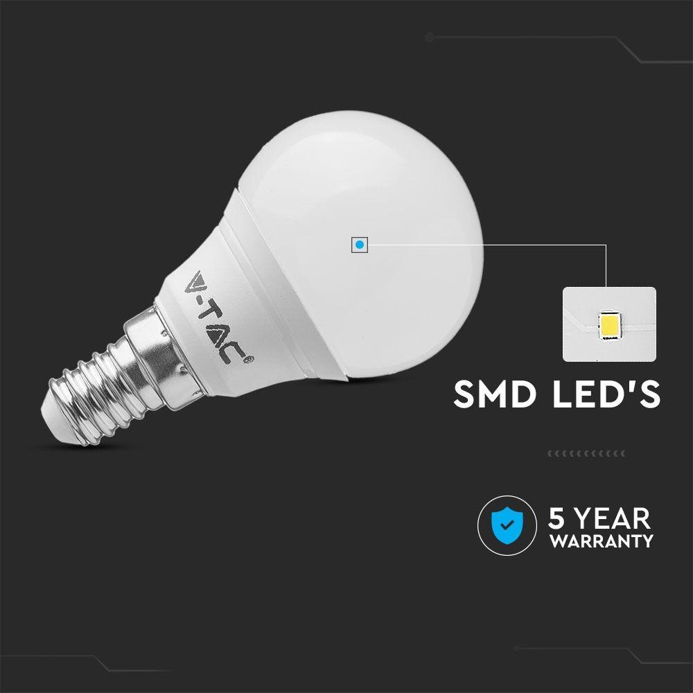 5.5W P45 Żarówka LED, Chip SAMSUNG, Barwa:6400K, Trzonek:E14, VTAC, SKU 170