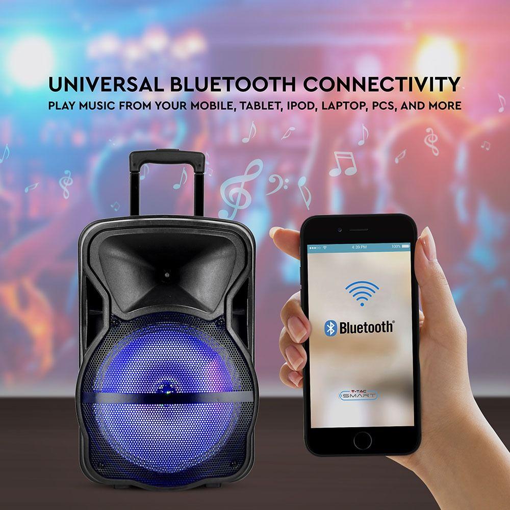 VT-6315 50W RECHARGEABLE TROLLEY SPEAKER WITH MICROPHONES-RF CONTROL-RGB