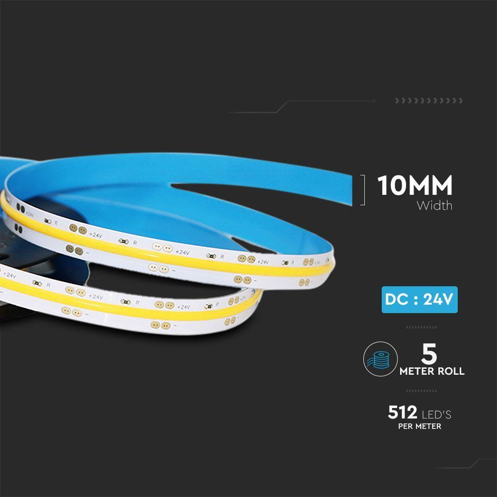 VT-COB 512 13W/M LED COB STRIP LIGHT 3000K IP20 24V (5M/ROLL)(PRICE PER M)