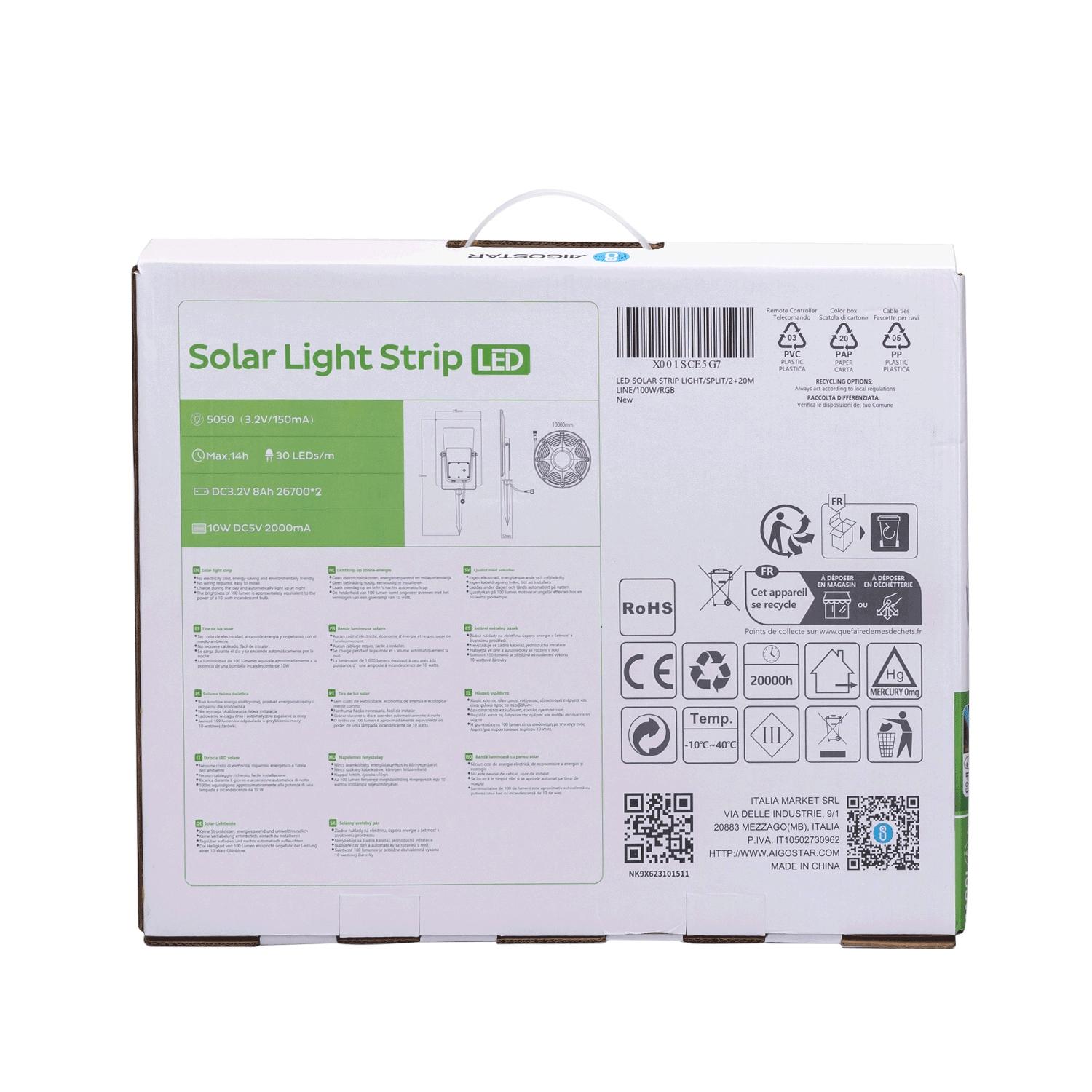 Taśma solarna LED 10m RGB 50W