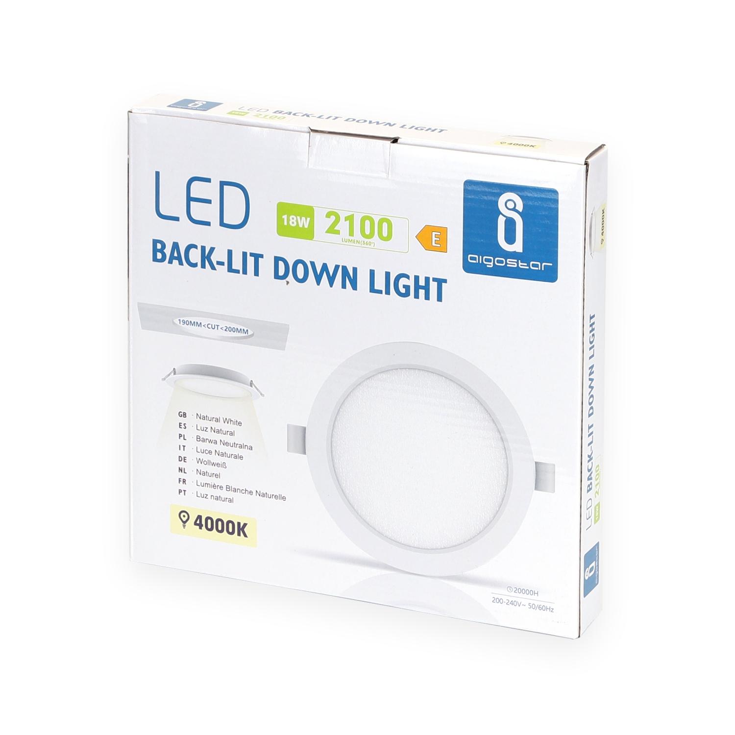 E6 LED Flush-mounted Round Downlight 18W Natural Light