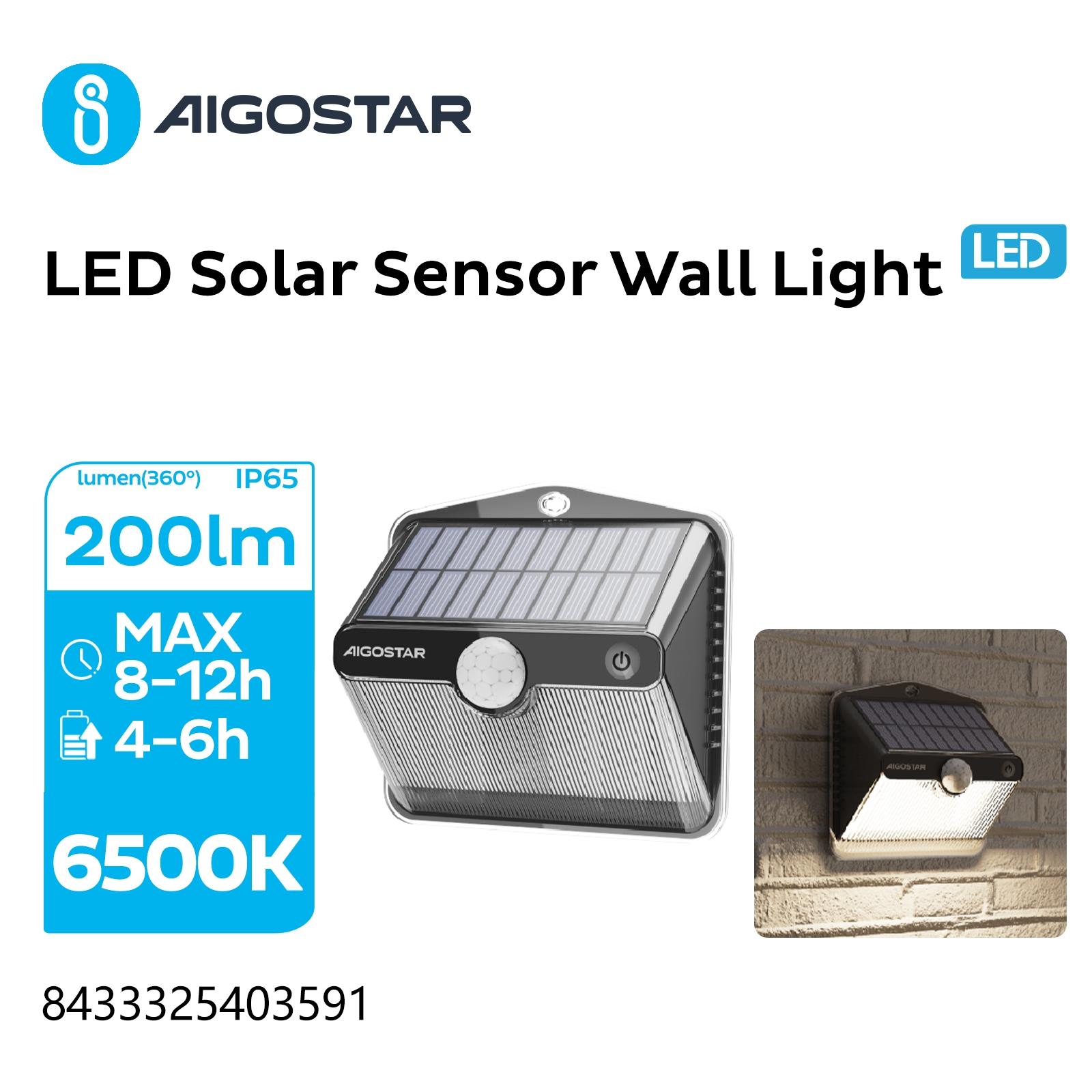 SOLAR SENSOR WALL LIGHT/AREA LIGHTING/SIGNGLE SIDED LIGHTING/6500K/PIR