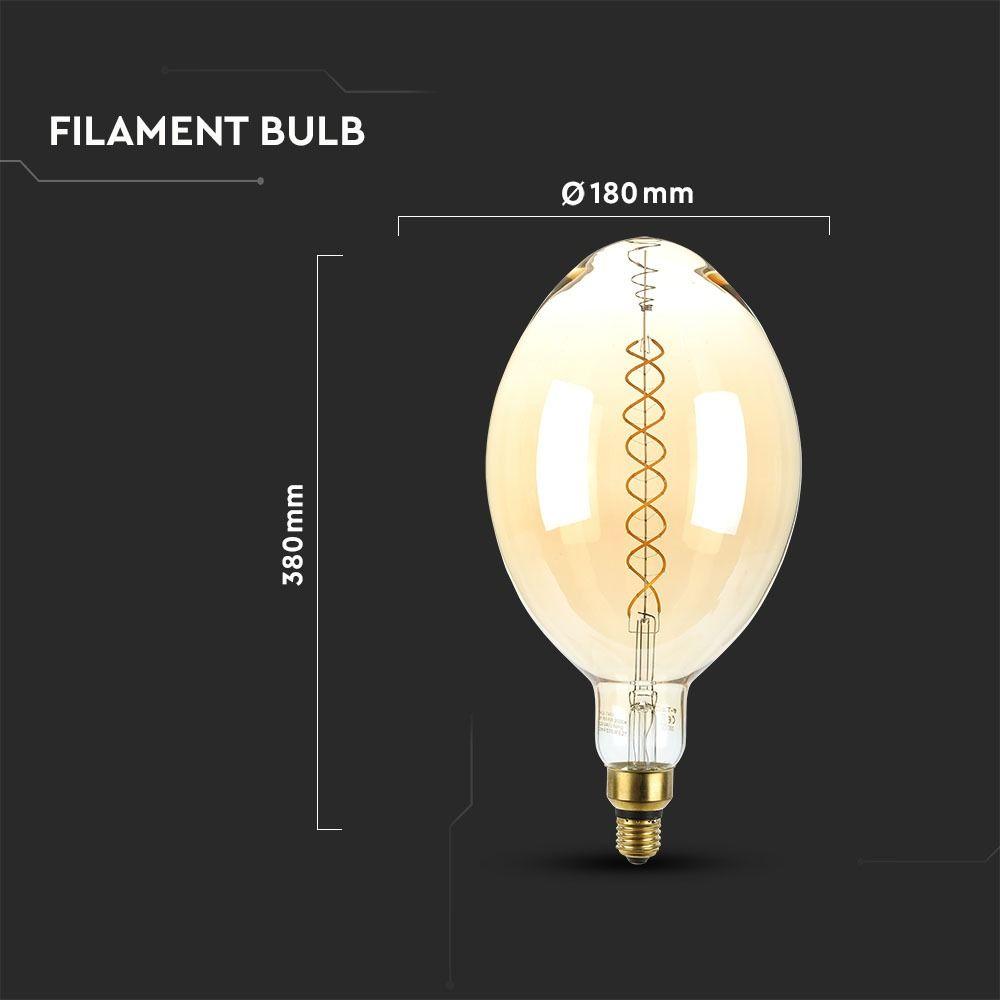 VT-2168D 8W BF180 LED AMBER DOUBLE FILAMENT BULB 2000K E27 DIMMABLE