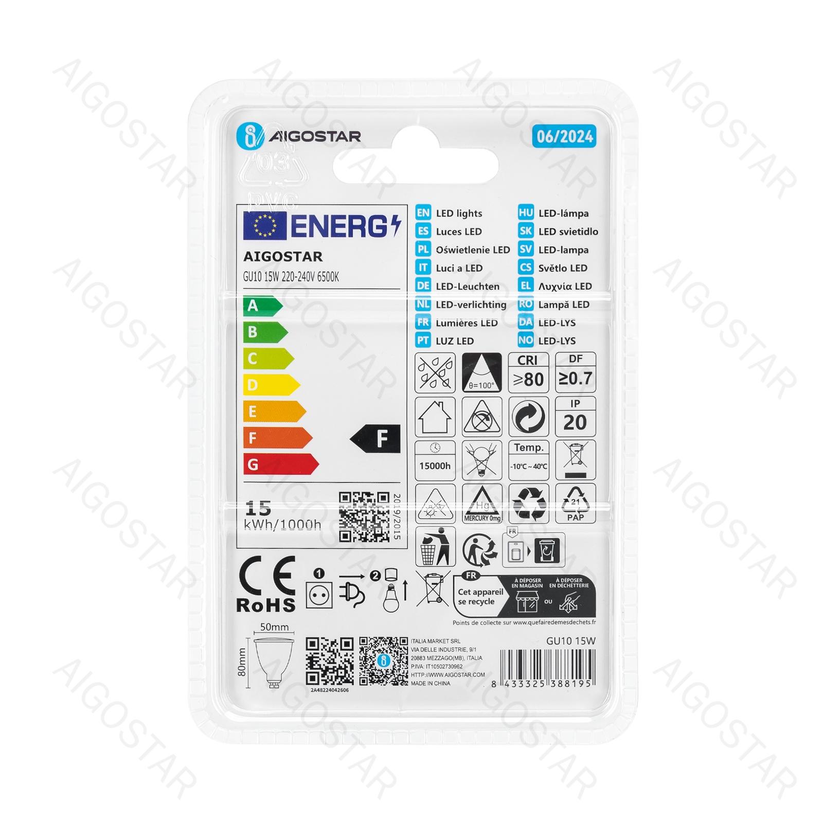 LED A5 GU10 15W 6500K