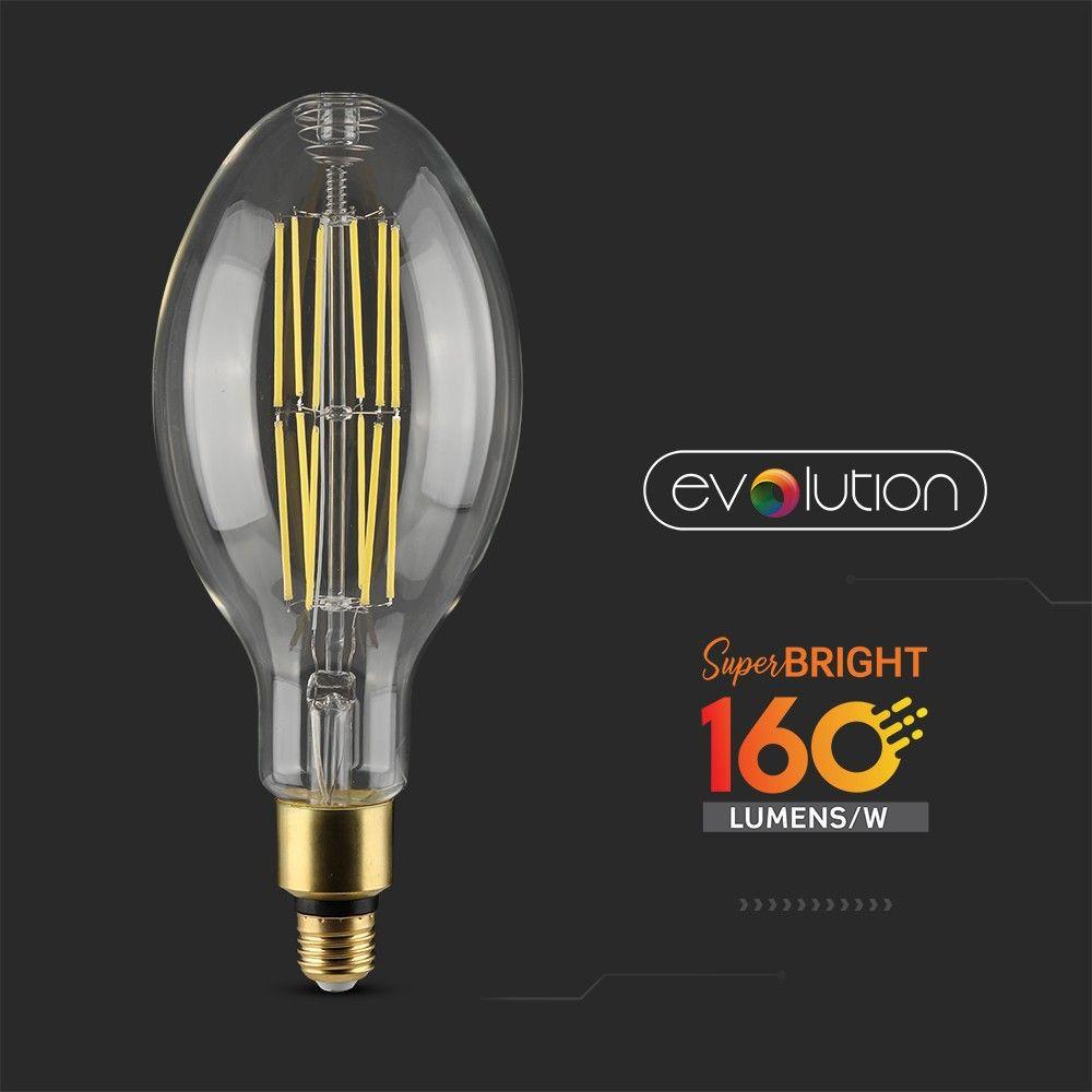 24W LED ED120 Żarówka LED Filament, Klosz Transparentny, Barwa:6400K, Skuteczność: 160lm/W, Trzonek:E27 , VTAC, SKU 2817