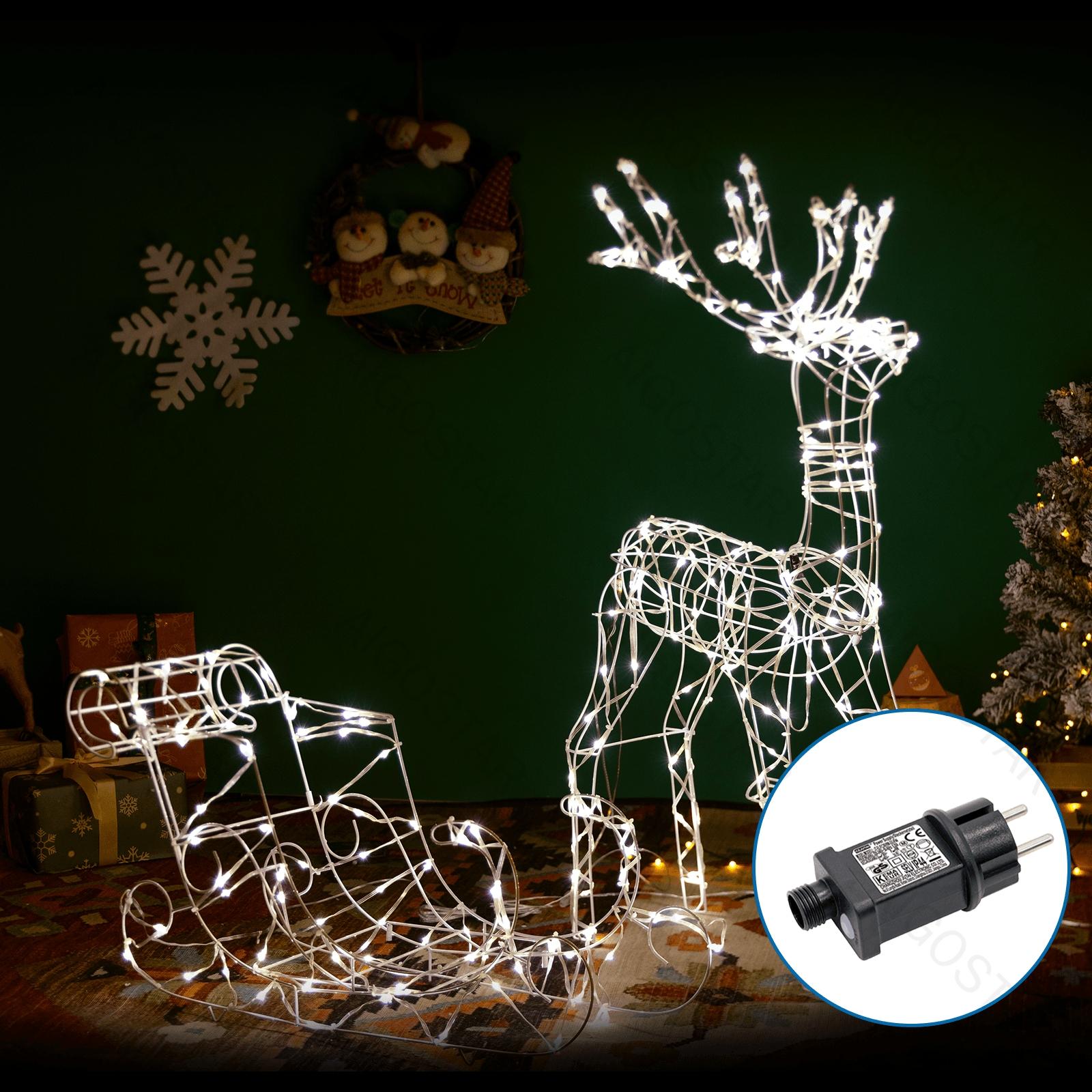 Low voltage Christmas reindeers light & sleigh, warm white, 90+45cm