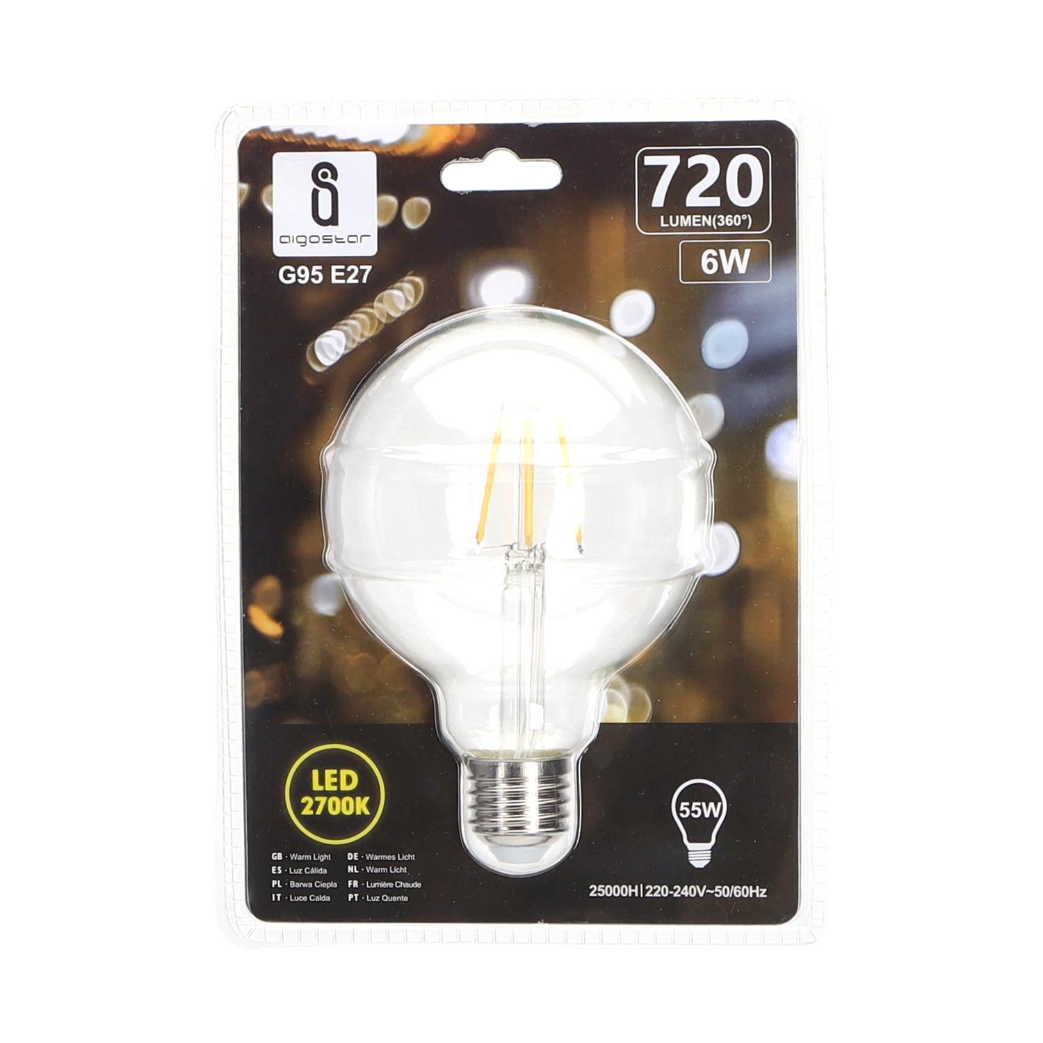 LED Filament Bulb (Clear) G95 E27 6W