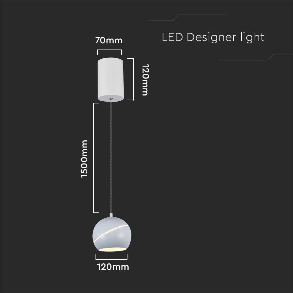 Lampa Wisząca LED,  Barwa: 3000K, Obudowa: Biała      , VTAC, SKU 7999