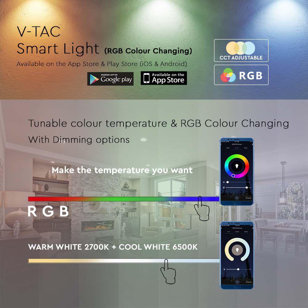 4.8W C35 Żarówka LED Kompatybilna z Amazon Alexa i Google Home, Barwa: RGB+WW-CW, Trzonek:E14, VTAC, SKU 212754