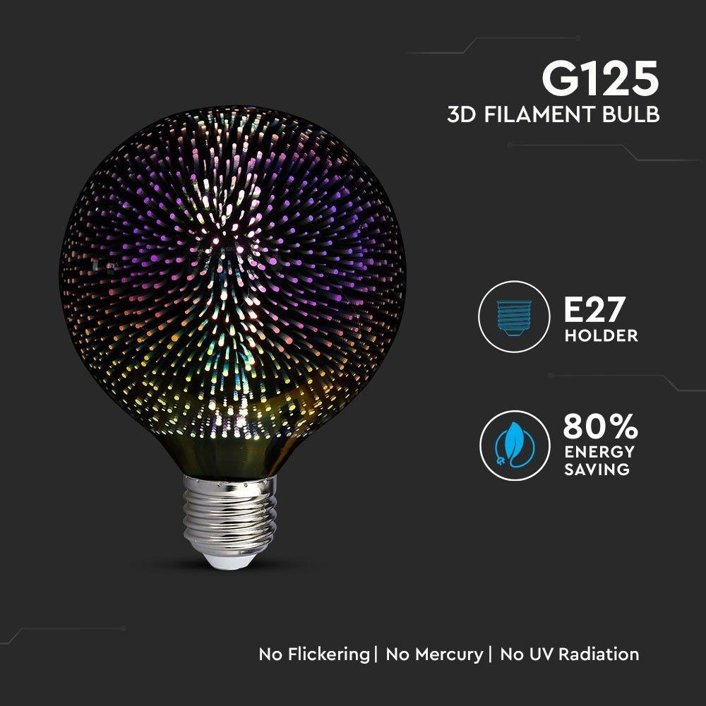 VT-2233 3W G125 LED 3D FILAMENT BULB 3000 E27