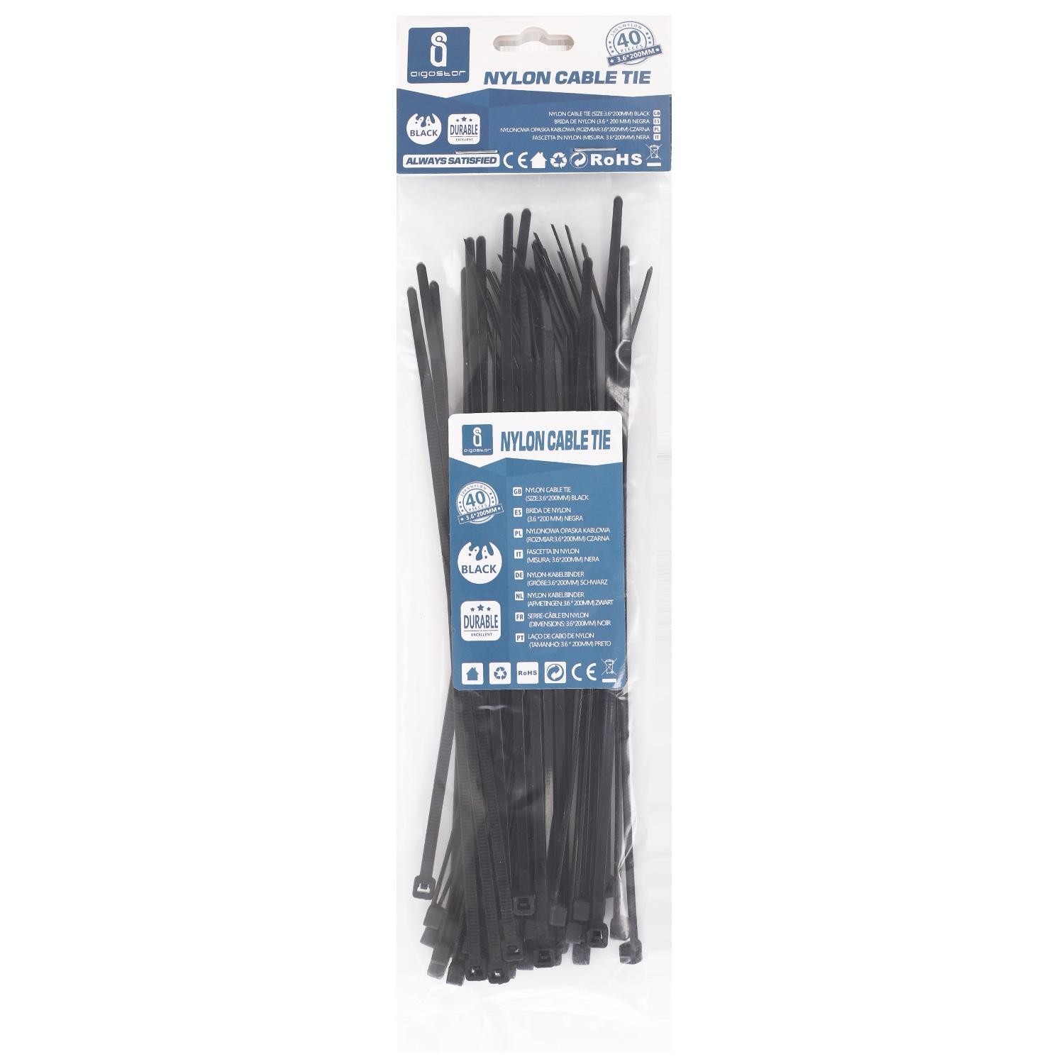 Nylon Cable Ties W3.6*L200mm Black