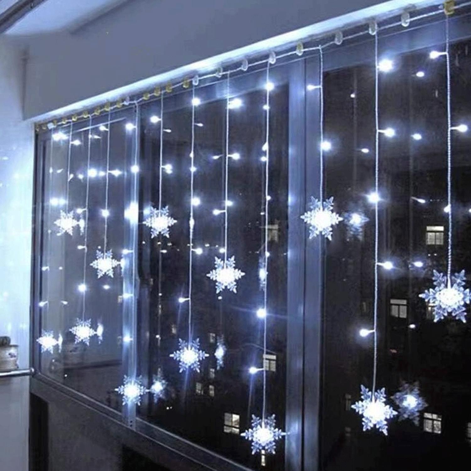 Low voltage connectable string lights, snowflakes (wave), cool white, 3m+3m*0.6m, 12strips