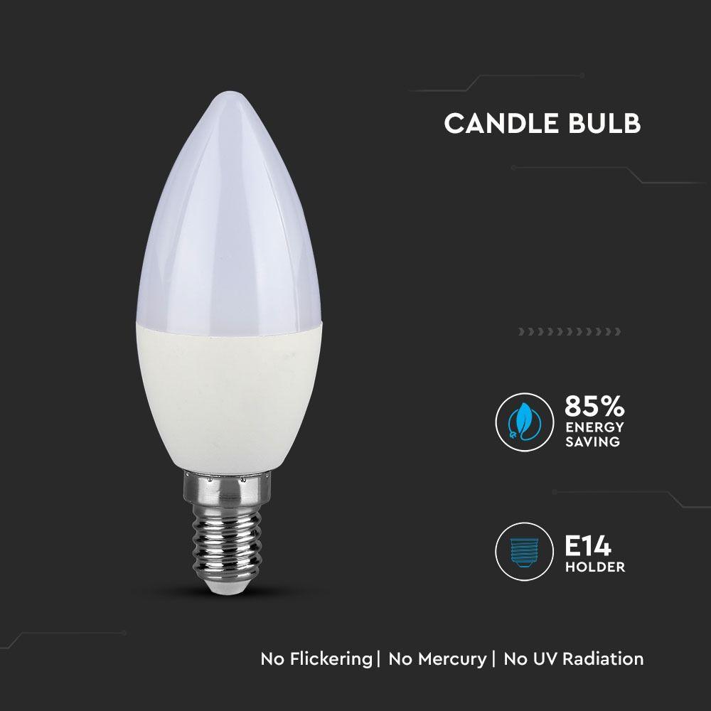 VT-226 5.5W C37 LED CANDLE BULBS-SAMSUNG CHIP 3000K E14