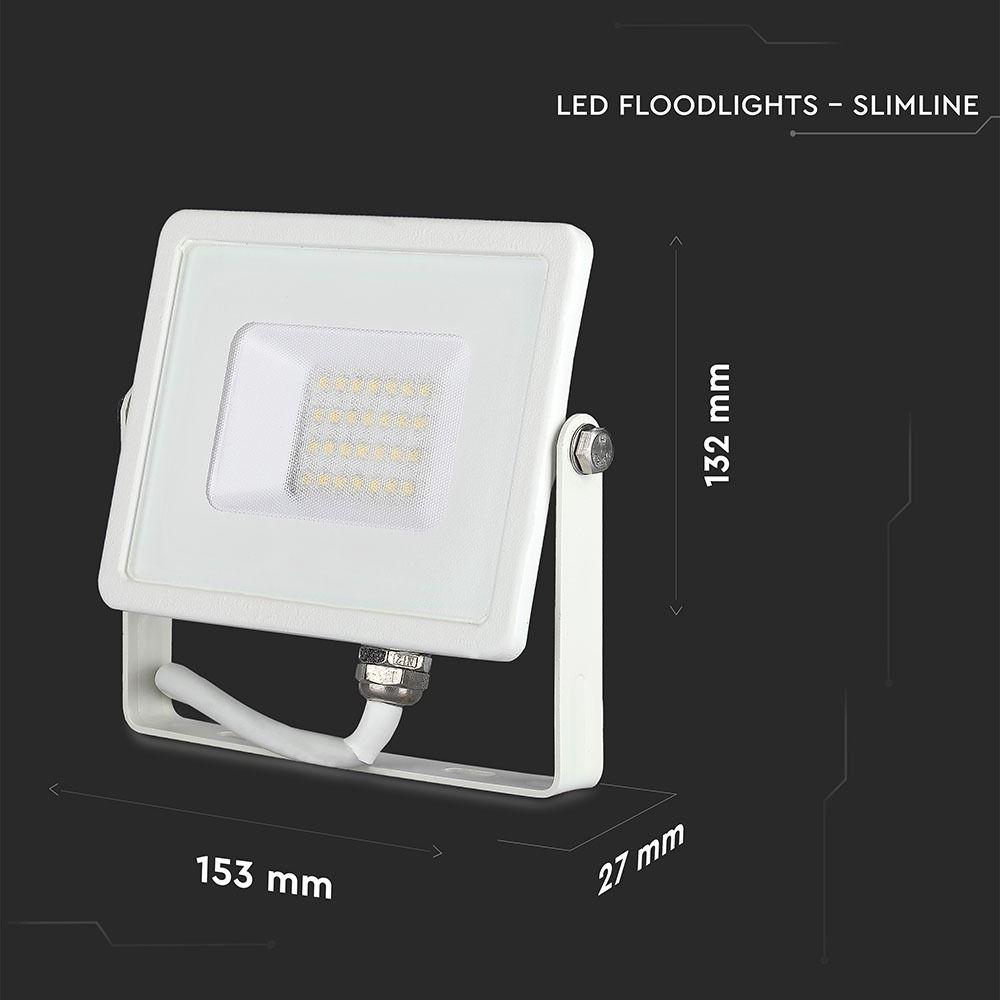 20W Naświetlacz LED SMD, Chip SAMSUNG, Barwa:6400K, Obudowa: Biała , VTAC, SKU 444