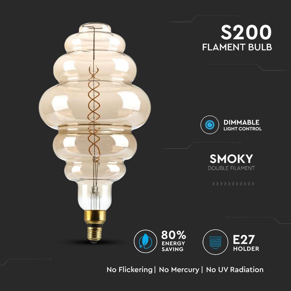 VT-2188D 8W S200 LED SMOKY DOUBLE FILAMENT BULB 2000K E27 DIMMABLE