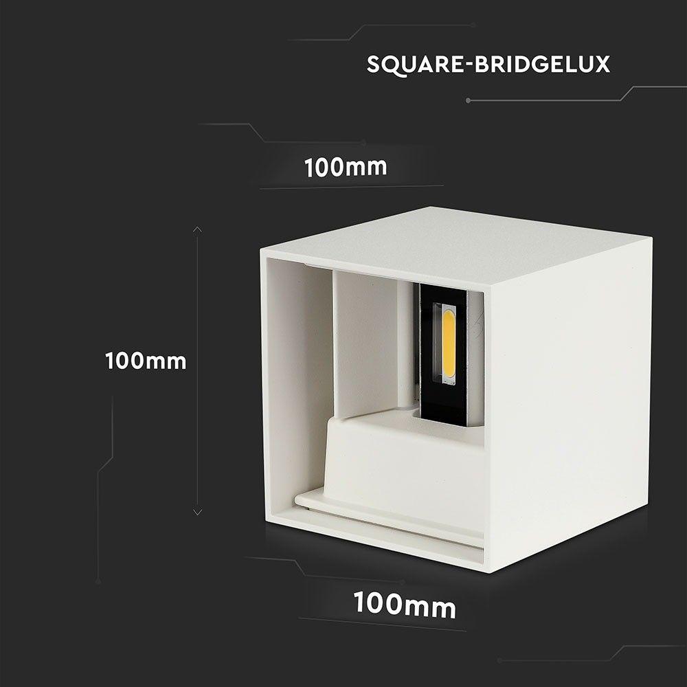 12W Kinkiet kwadratowy LED, CHIP BRIDGELUX, Barwa:3000K, Biały, VTAC, SKU 8527