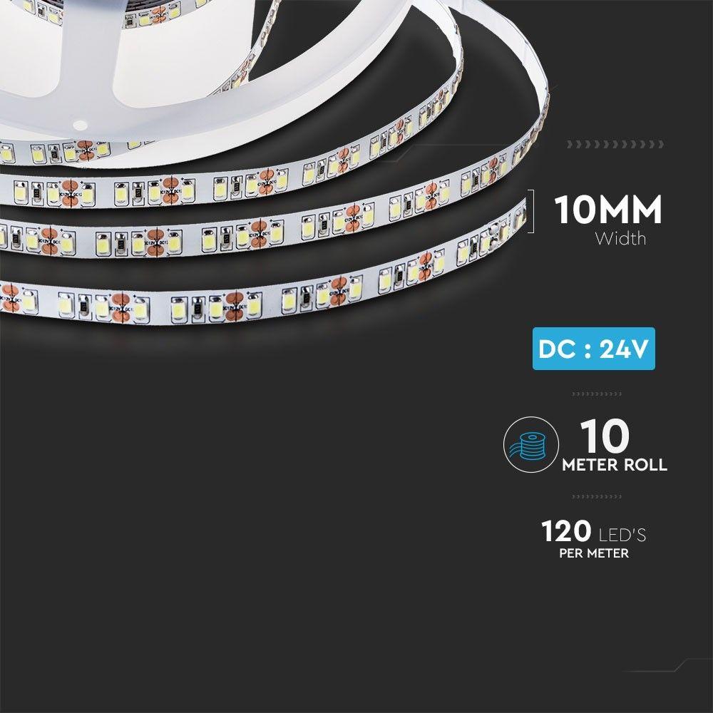 VT-2835-120 7.2W/M LED STRIP LIGHT 6000K IP20 24V DOUBLE PCB(10M/ROLL PRICE PER M)