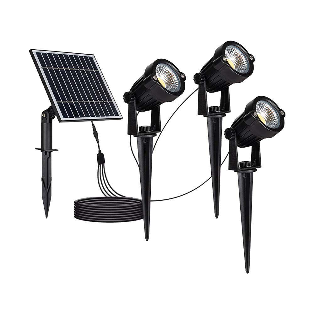 VT-11032 3x1.2W SOLAR SPIKE LED LIGHT 3000K BLACK BODY IP65