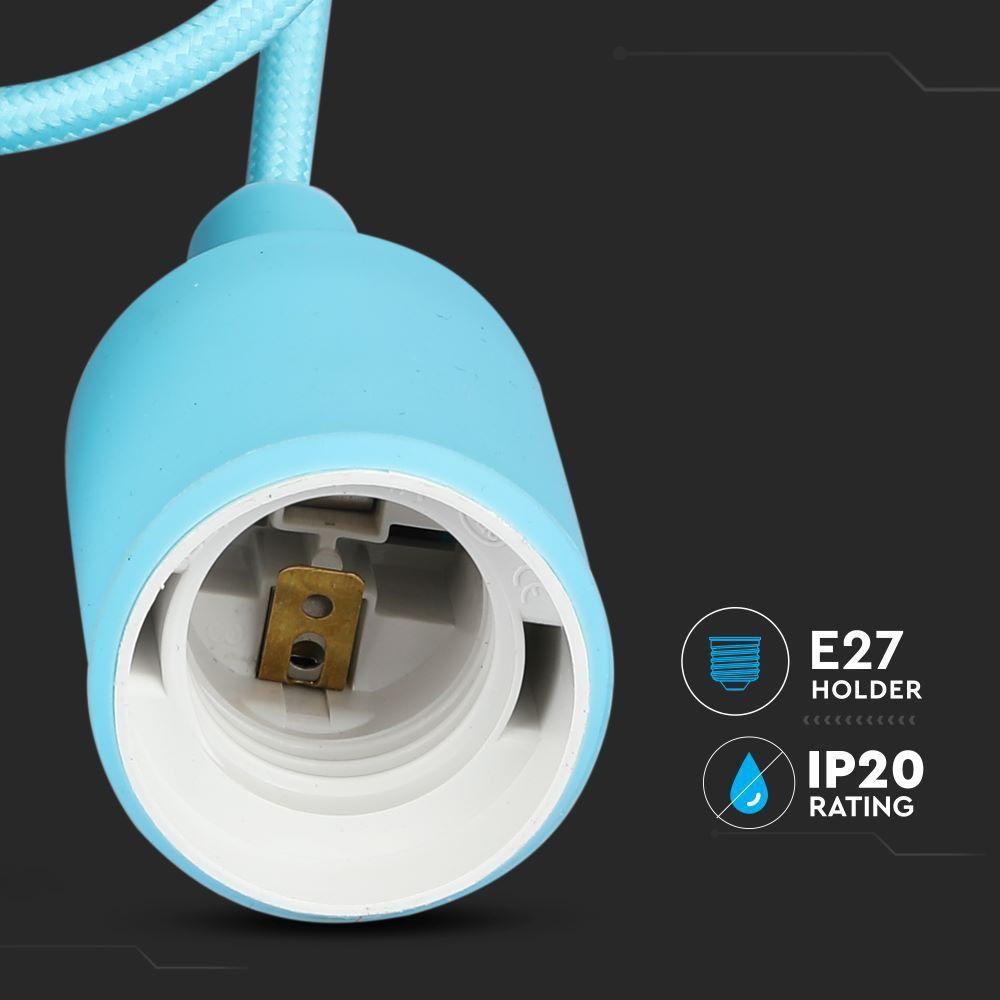 VT-7228 E27 SILICONE PENDANT HOLDER-LIGHT BLUE