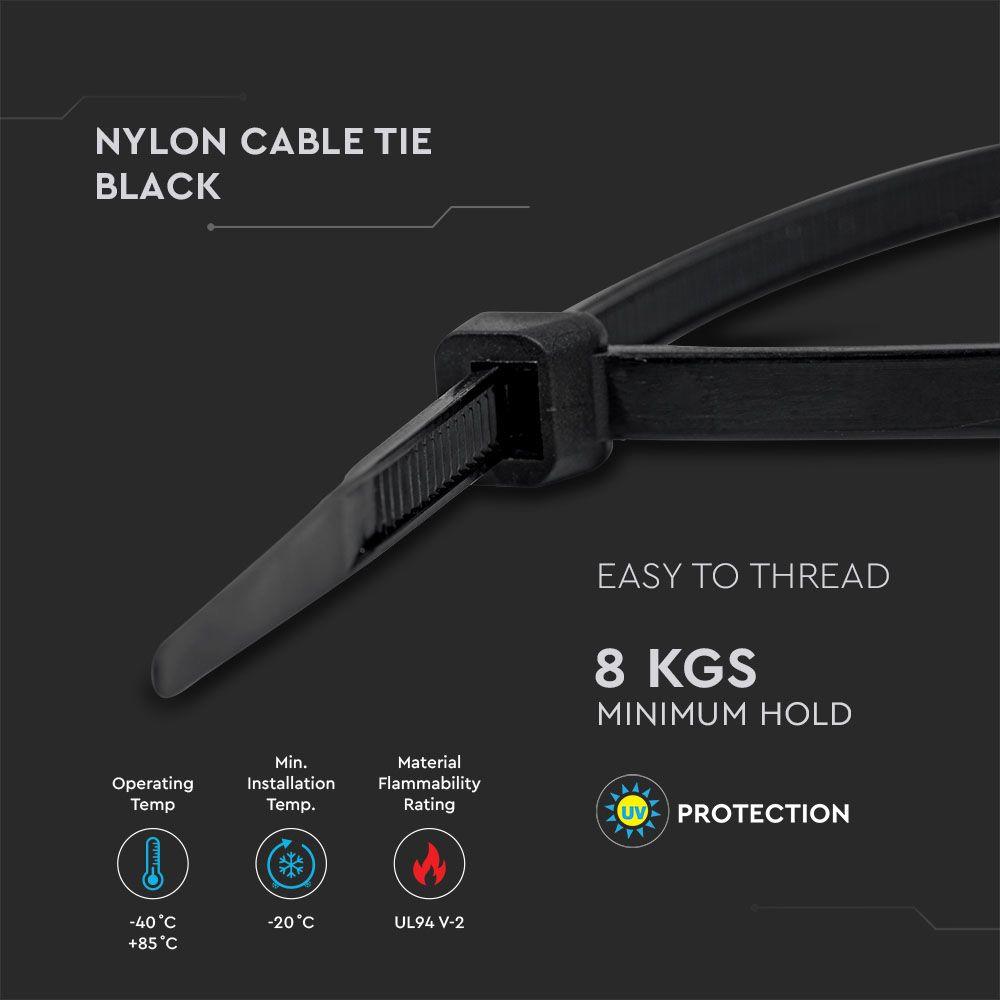 CABLE TIE 2.5*150mm BLACK (FLAMABILITY MATERIAL RATING - UL94-V2) 100PCS/PACK