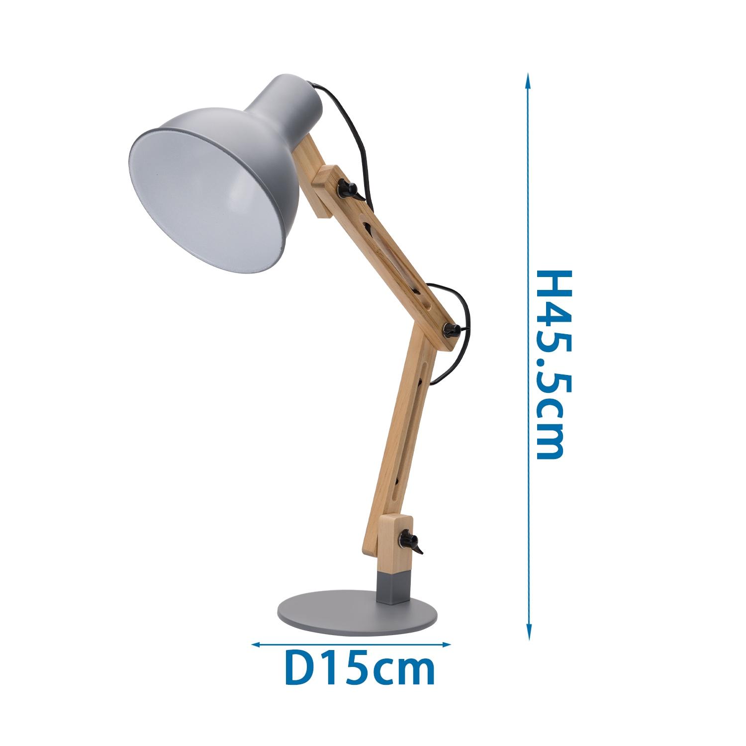 Wooden Foldable Table Lamp Gray (Without Light Source) E27