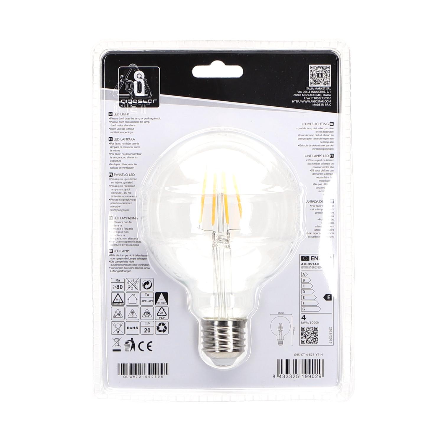 LED Filament Bulb (Clear) G95 E27 4W