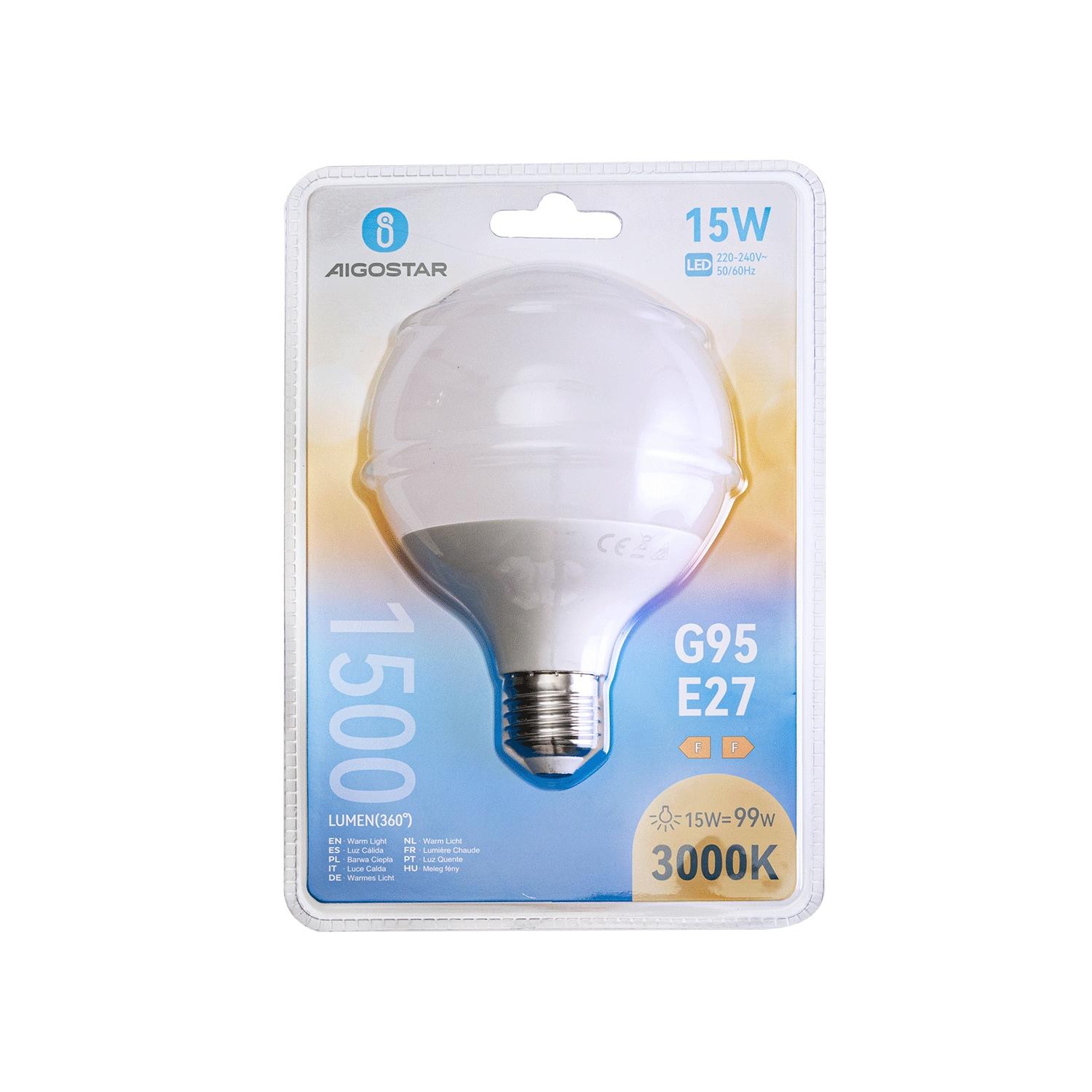 LED G95 E27 15W(15W,E27,3000K)