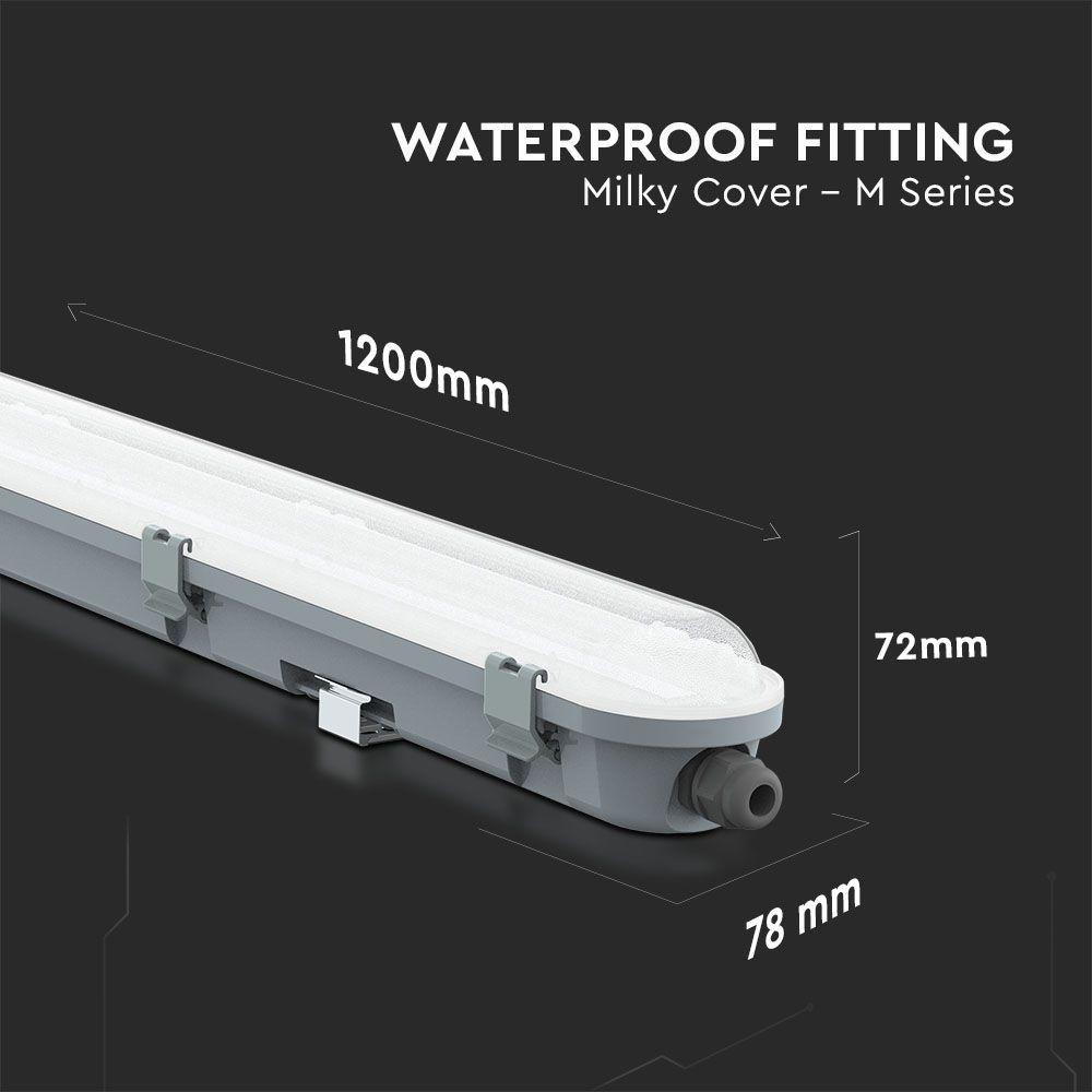 VT-120036 36W LED WATERPROOF FITTING 120CM SAMSUNG CHIP-MILKY COVER 6400K