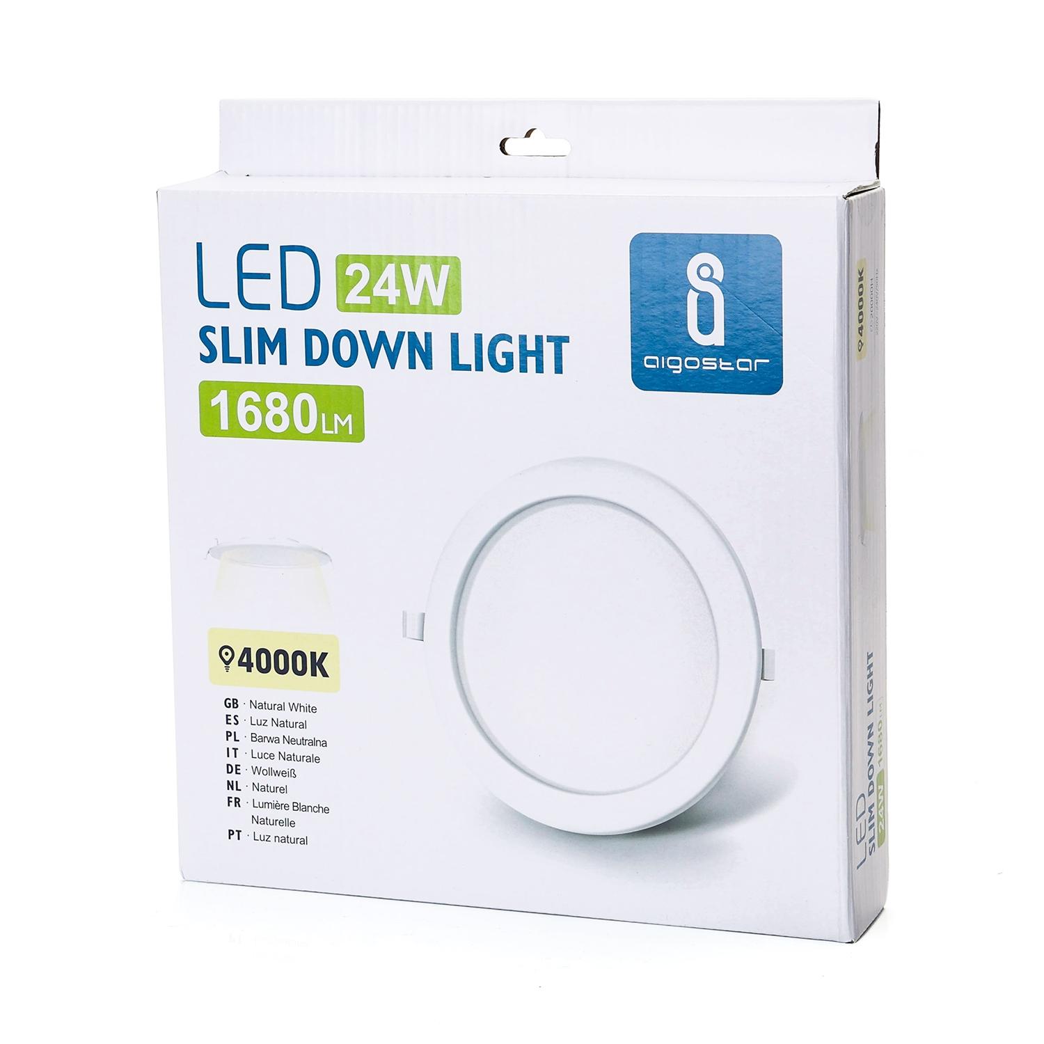 Podtynkowy okrągły downlight LED 24W Światło naturalne