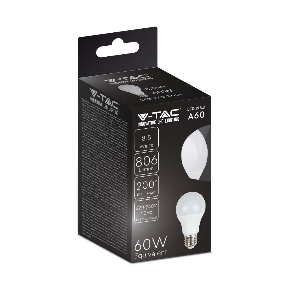 8.5W A60 Żarówka LED, Barwa:4000K, Trzonek:E27, VTAC, SKU 217261