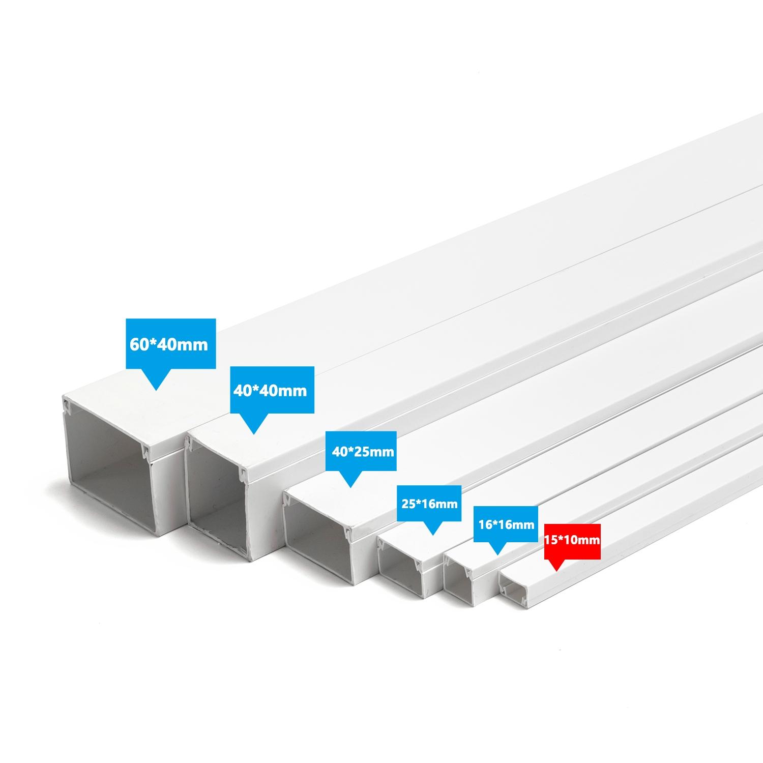 PVC white square trunking with adhesive backing L2000*W15*H10mm