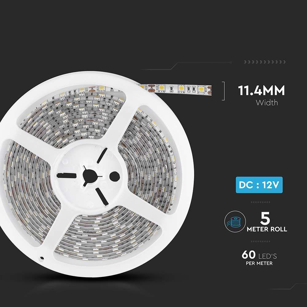 VT-5050 60 11W/M LED STRIP LIGHT 3000K IP65 (5M/ROLL)(PRICE PER M)