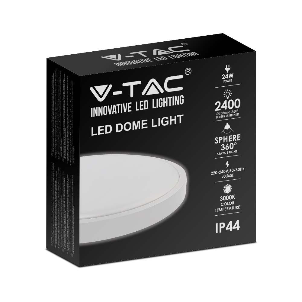 24W Plafon LED, Średnica: 295mm, Barwa:3000K, Klosz: Okrągły mleczny biała ramka, IP44, VTAC, SKU 7618