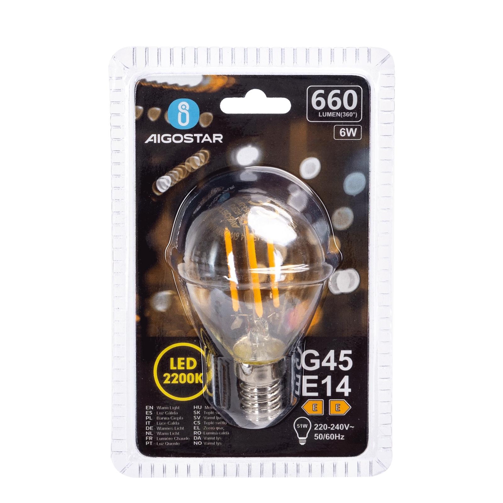 Żarówka LED Filament (Bursztynowa) G45 E14 6W