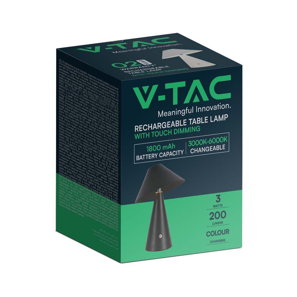 VT-1051 LED TABLE LAMP 1800mAH BATTERY D:180x240 3IN1 BLACK BODY