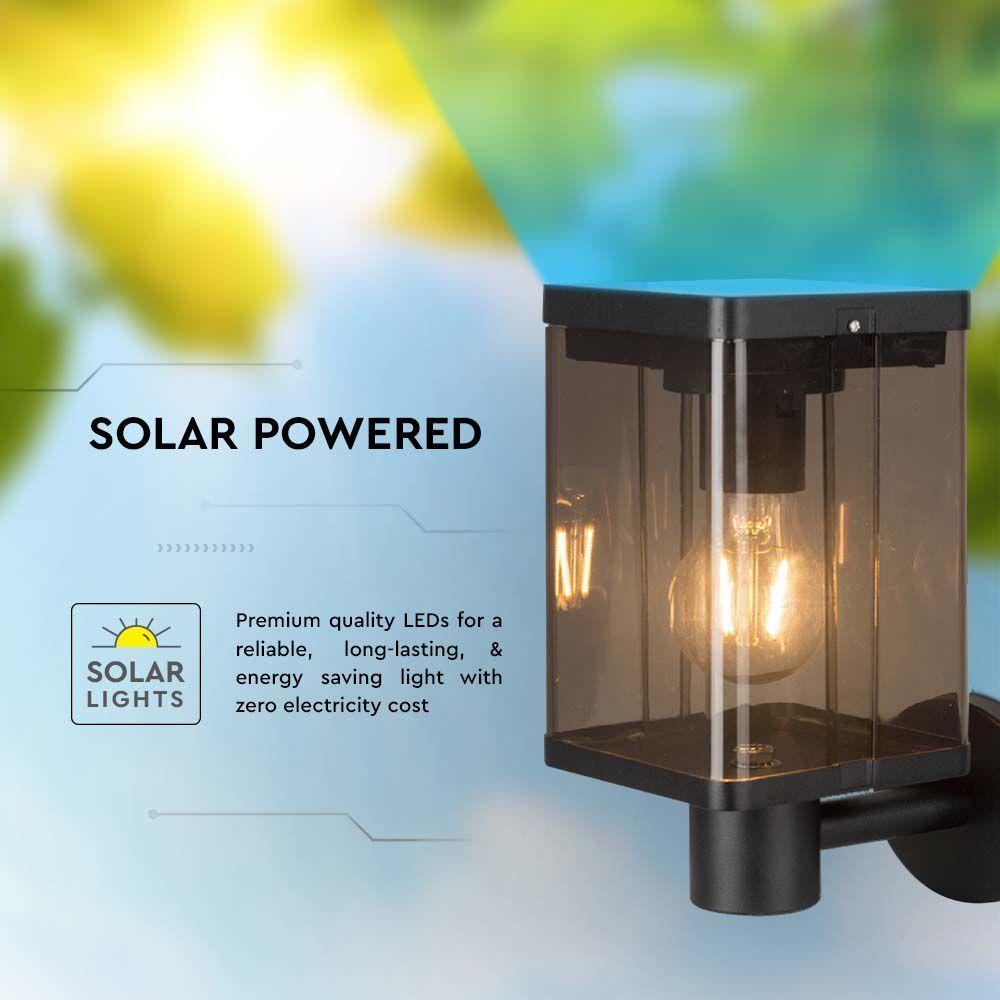 VT-1136 2.5W LED SOLAR WALL LAMP E27 WITH MICROWAVE SENSOR 3000K IP54