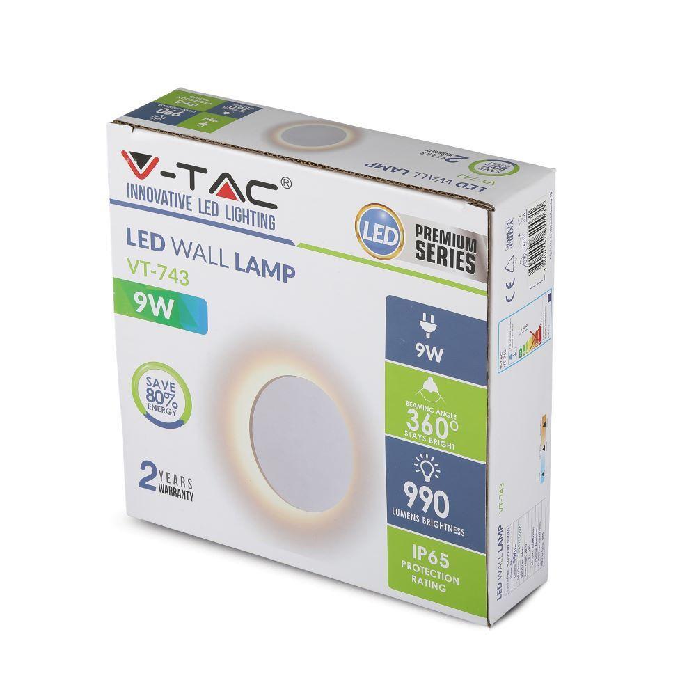 VT-743 9W WALL LIGHT WITH BRIDGELUX CHIP 3000K WHITE ROUND