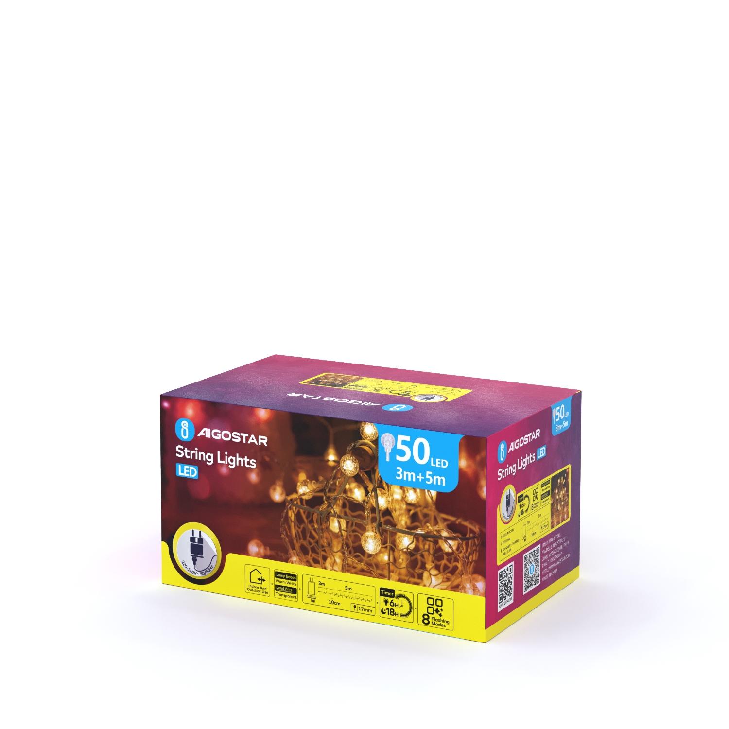 Low voltage bubble string lights, warm white, 5m