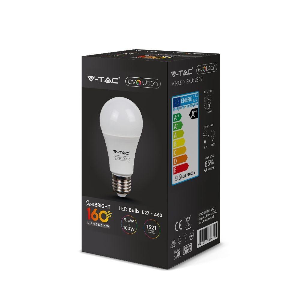 VT-2310 9.5W A60 LED PLASTIC BULB 4000K E27(160LM/WATT)