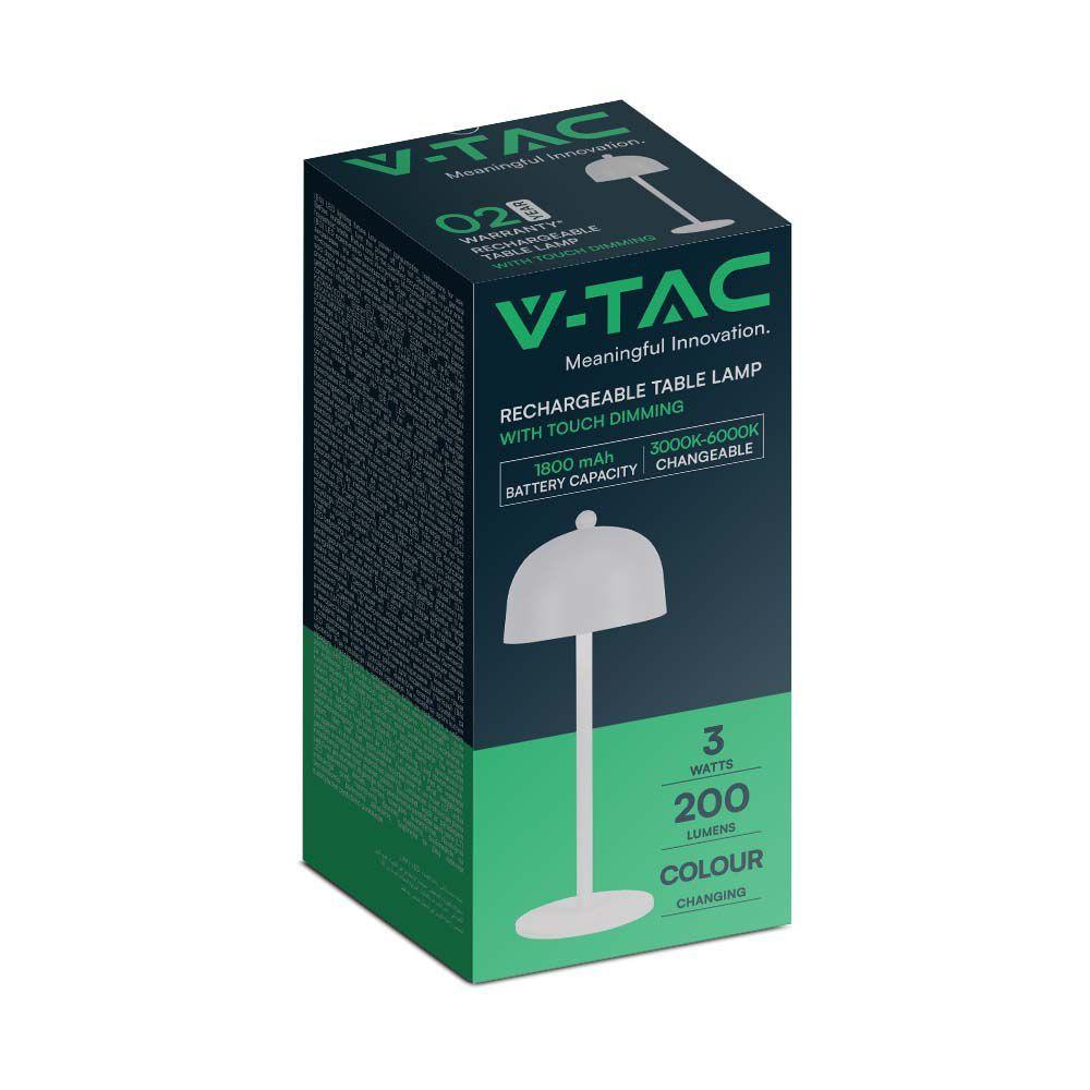 VT-1052 LED TABLE LAMP 1800mAH BATTERY D:115x300 3IN1 WHITE BODY