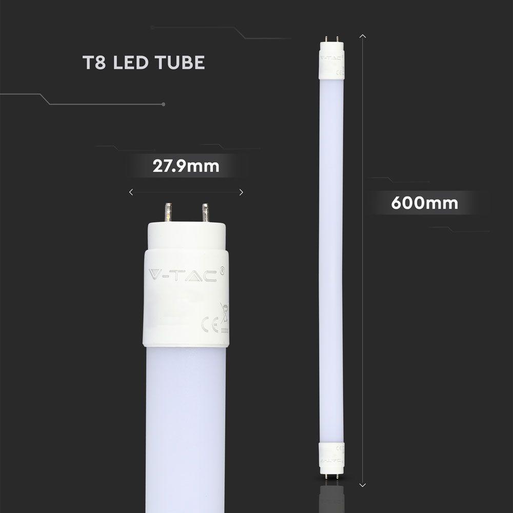 10W Świetlówki LED T8 60cm, Barwa:4000K, Trzonek:G13, VTAC, SKU 6393