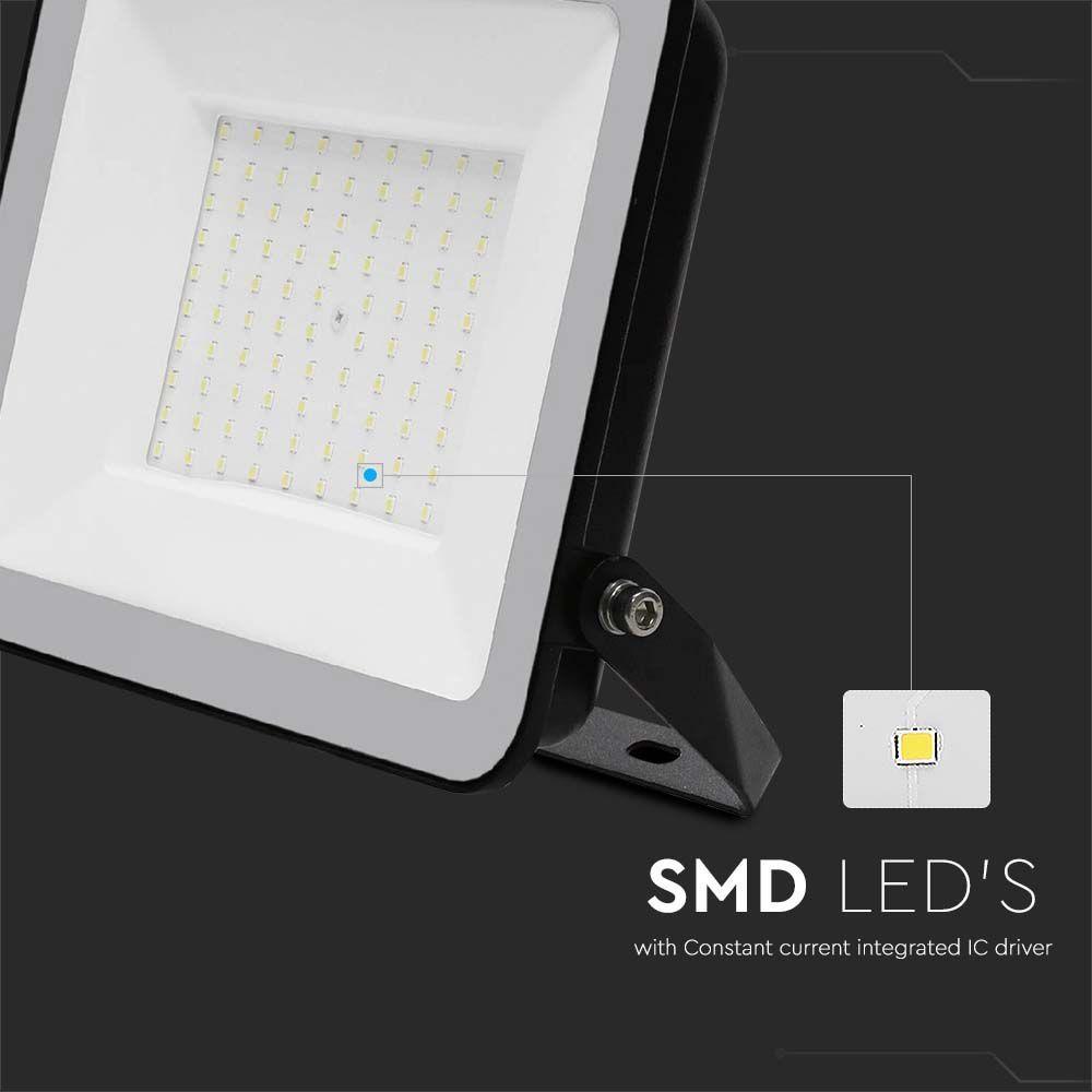 100W Naświetlacz SMD LED, Chip Samsung, Barwa: 6500K, Obudowa: Czarna, VTAC, SKU 10348