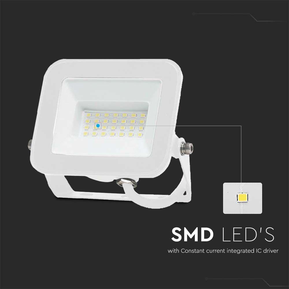 VT-44020 20W FLOODLIGHT SAMSUNG CHIP 6500K WHITE BODY WHITE GLASS