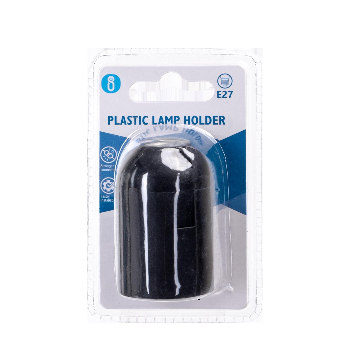 E27 Plastic Spring Terminal Lamp Holder Black