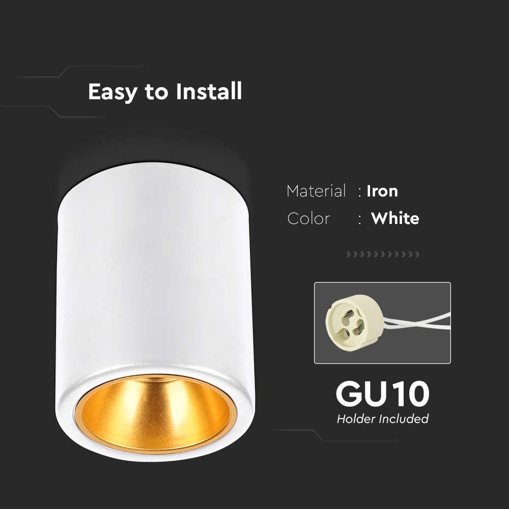 VT-978 SURFACE MOUNTED GU10 FITTING ROUND WHITE